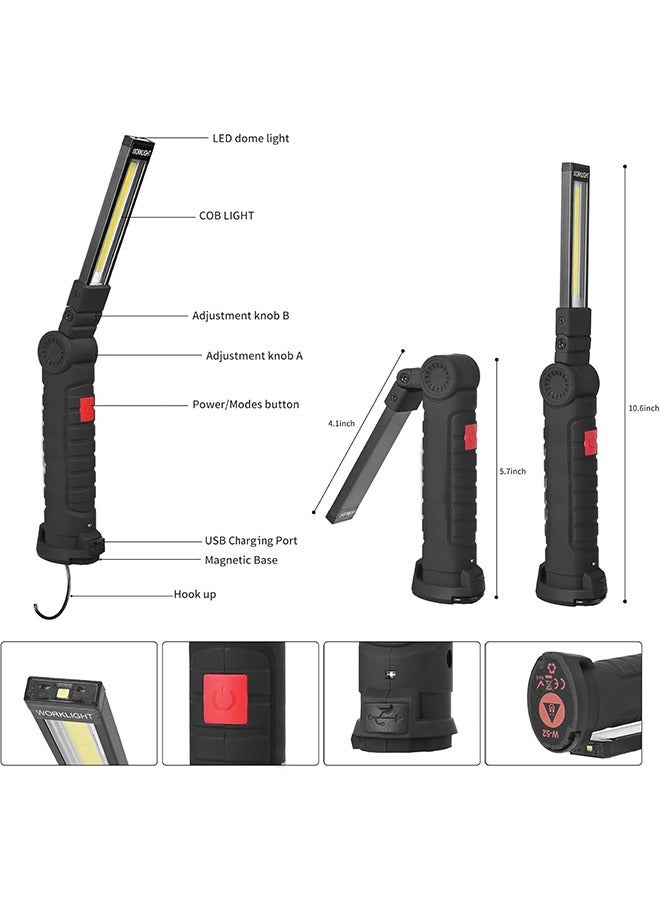 إم إكس إن مصابيح LED قابلة لإعادة الشحن للميكانيكا - قاعدة مغناطيسية قابلة للدوران 360 درجة، 5 أوضاع هدايا عيد الحب للرجال - مثالية لإصلاح السيارات وأدوات التخييم وورش العمل - Image 2